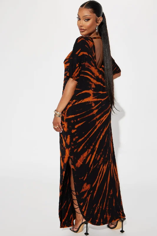 Lilah Tie-Dye Maxi Dress - Orange/combo