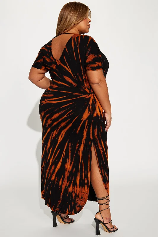 Lilah Tie-Dye Maxi Dress - Orange/combo