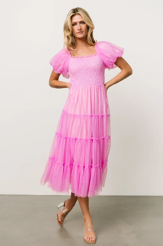 Liv Tulle Midi Dress | Pink