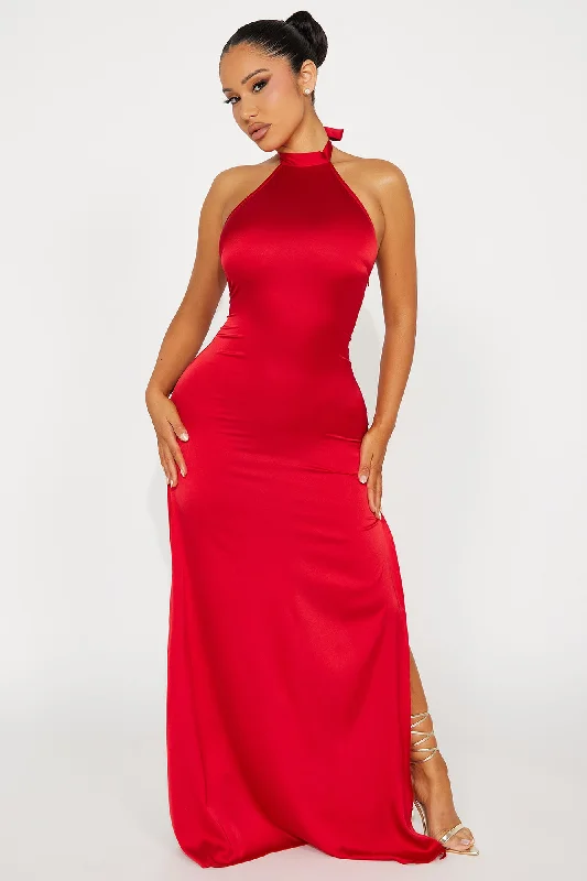 Living Lux Satin Maxi Dress - Red