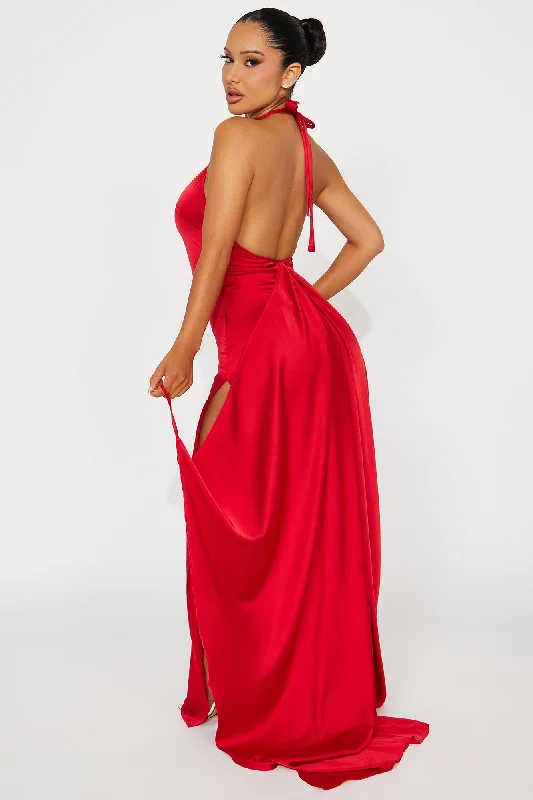 Living Lux Satin Maxi Dress - Red