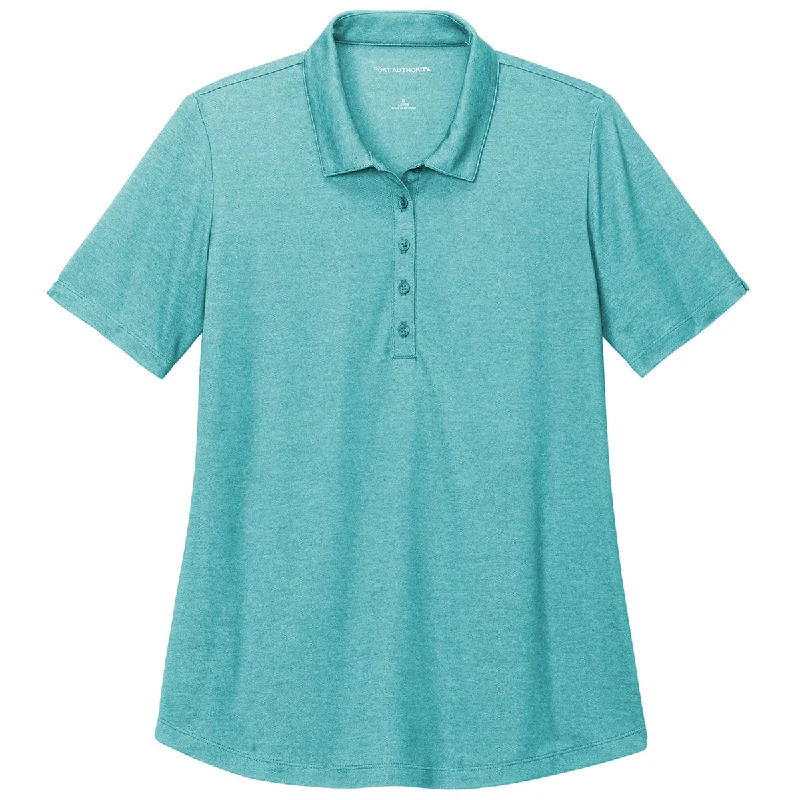 Port Authority Women's Dark Teal Heather Fine Pique Blend Polo