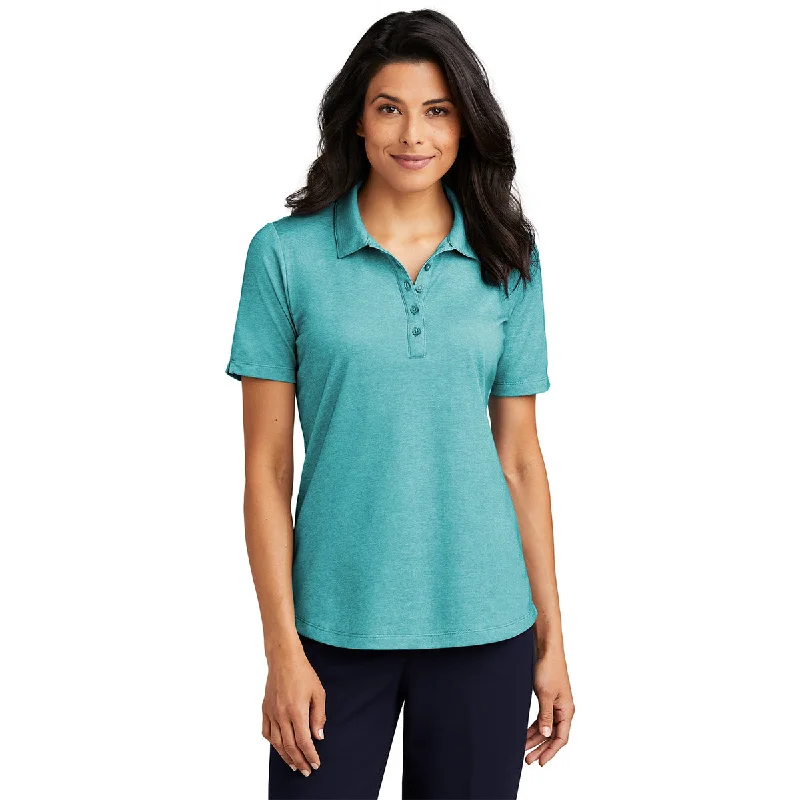 Port Authority Women's Dark Teal Heather Fine Pique Blend Polo