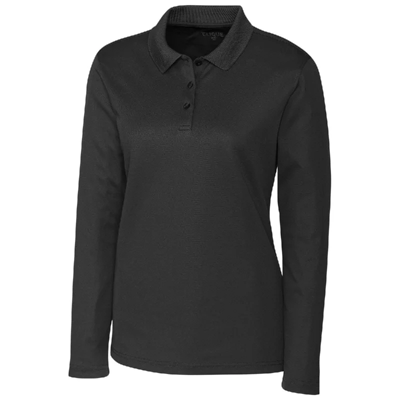 Clique Women's Black Long Sleeve Spin Pique Polo