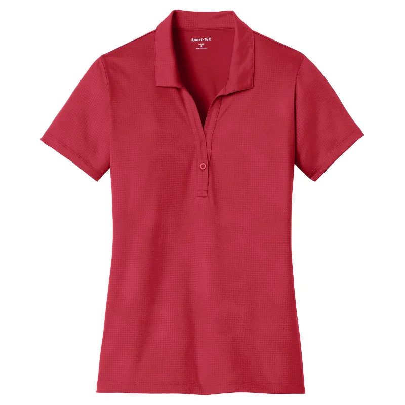 Sport-Tek Women's Deep Red Embossed PosiCharge Tough Polo