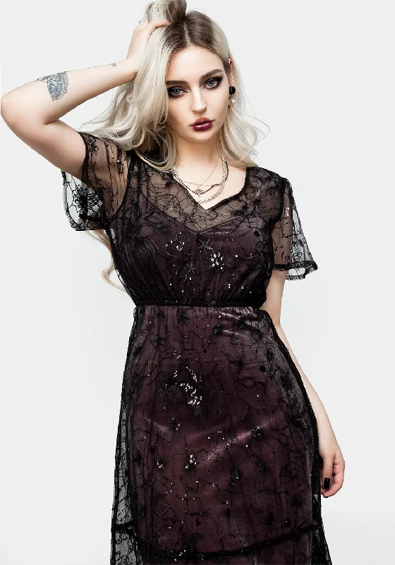 Lune Sequined Tiered Velvet Slip Dress