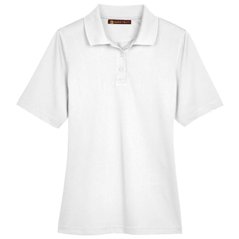 Harriton Women's White Advantage Snag Protection Plus Polo