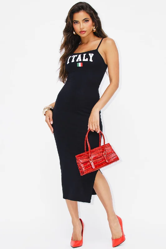 Made In Italy Midi Tank Dress - Black