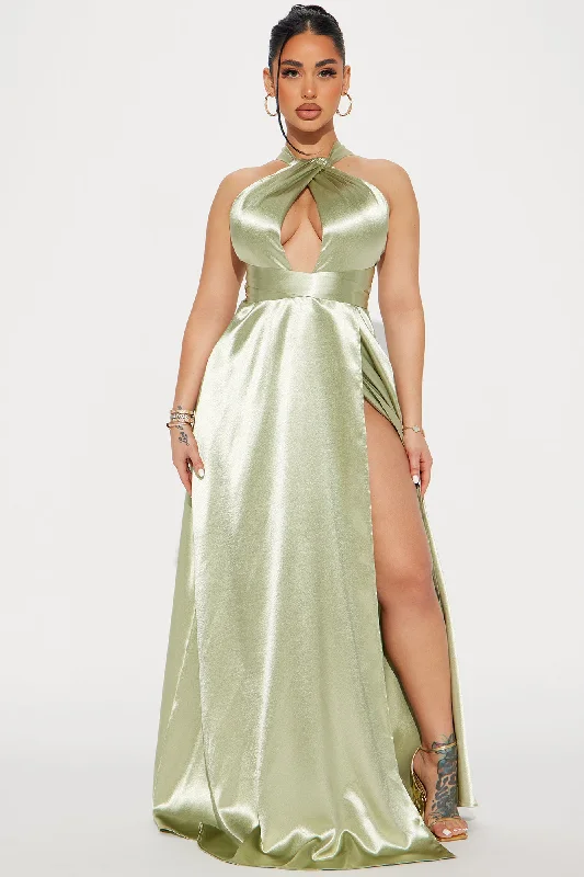 Mae Satin Gown - Olive