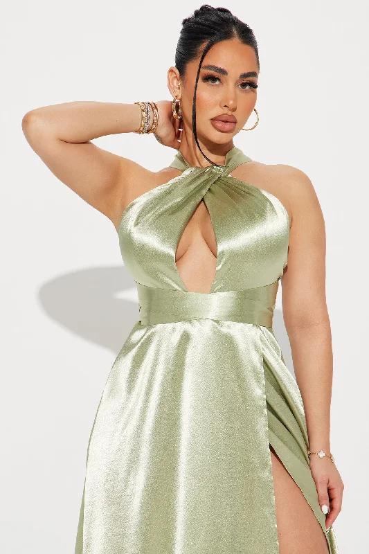 Mae Satin Gown - Olive