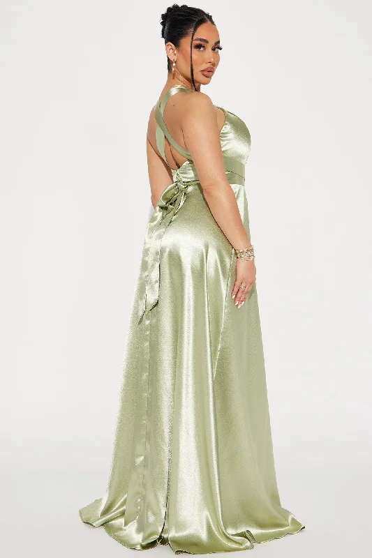 Mae Satin Gown - Olive