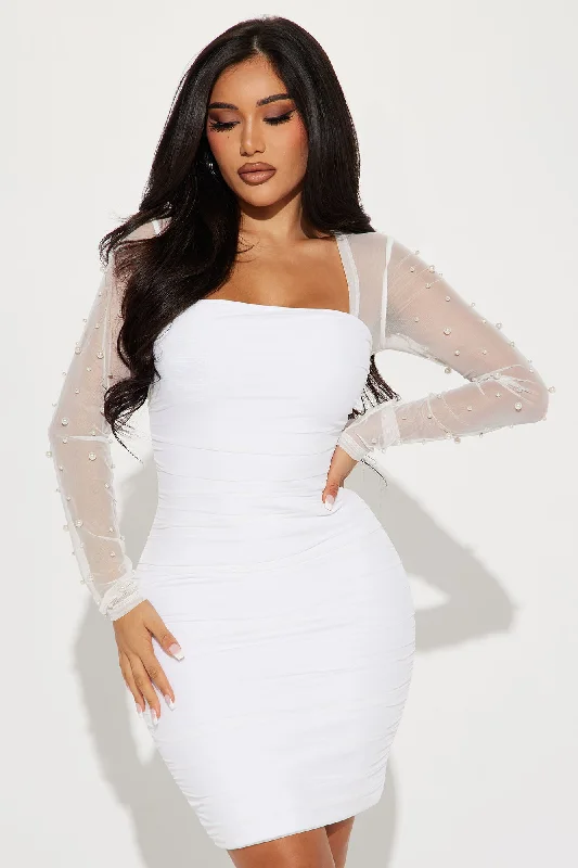 Maia Mesh Mini Dress - White