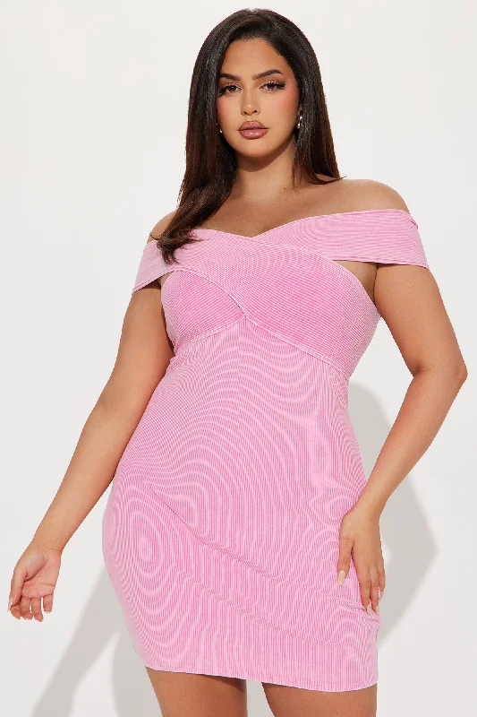 Maia Ribbed Mini Dress - Pink