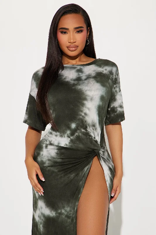 Malikai Tie Dye Maxi Dress - Olive/combo