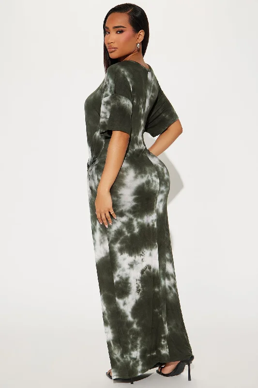 Malikai Tie Dye Maxi Dress - Olive/combo