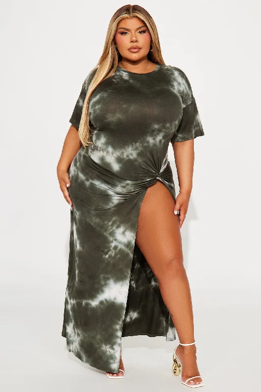 Malikai Tie Dye Maxi Dress - Olive/combo