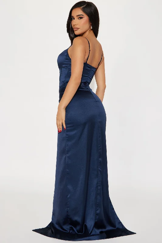 Mariah Satin Gown - Navy