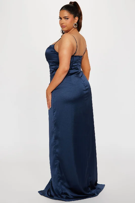 Mariah Satin Gown - Navy