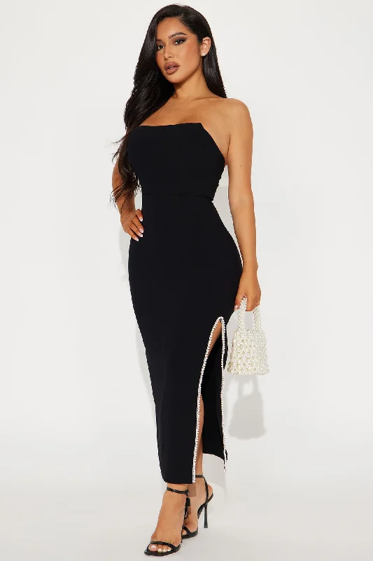 Mariela Pearl Midi Dress - Black