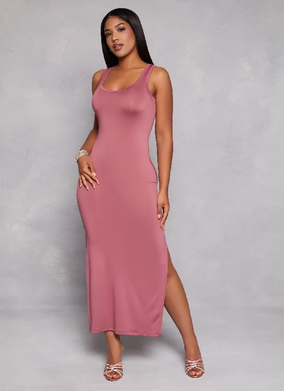 Solid Racerback Maxi Tank Dress