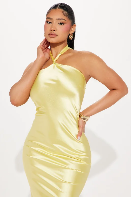 Maybell Satin Maxi Dress - Yellow