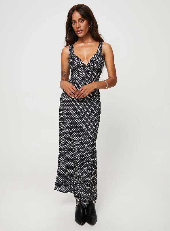 Maysa Geo Maxi Dress Black