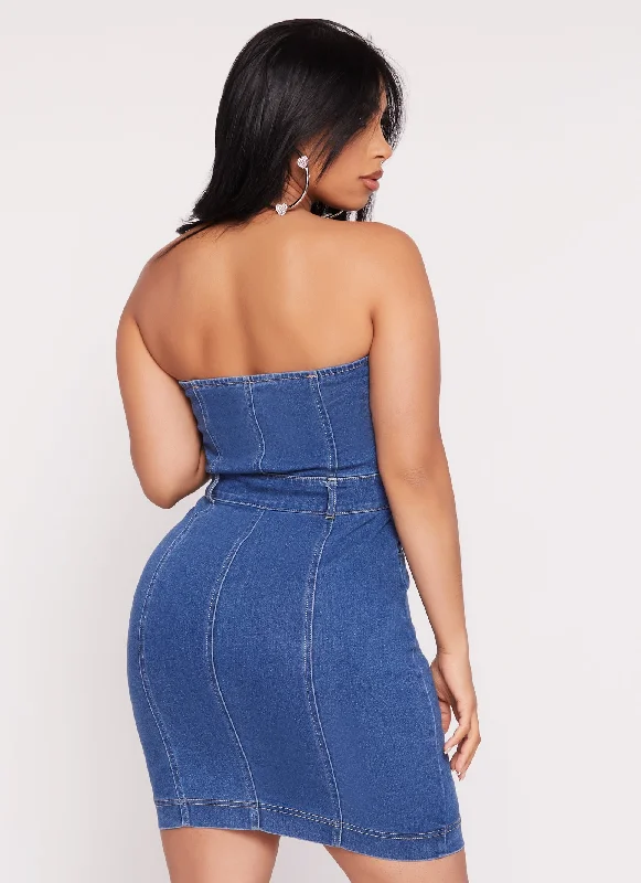 Haute Monde Strapless Denim Mini Dress