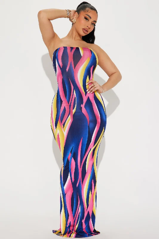 Miami Girl Printed Maxi Dress - Navy/combo