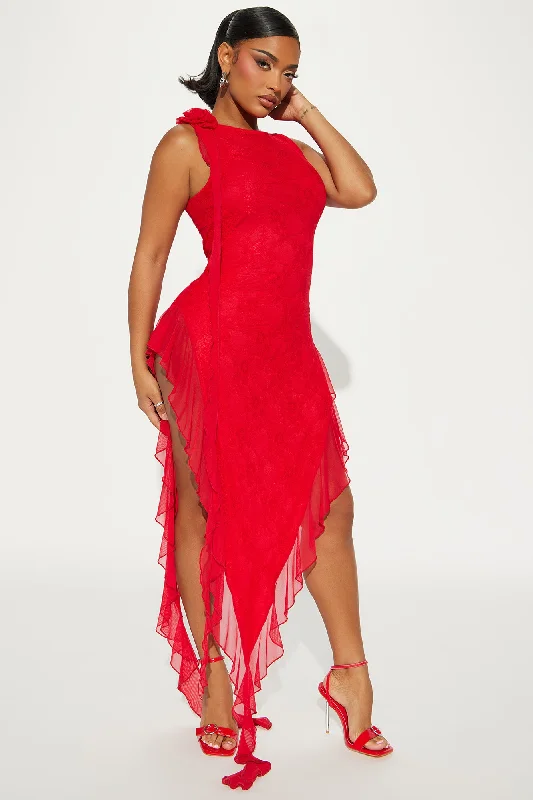 Mimi Lace Maxi Dress - Red