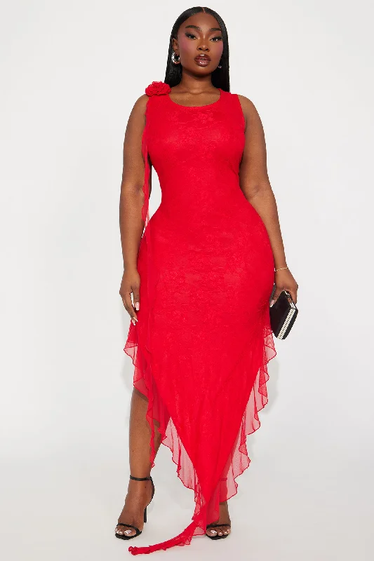 Mimi Lace Maxi Dress - Red