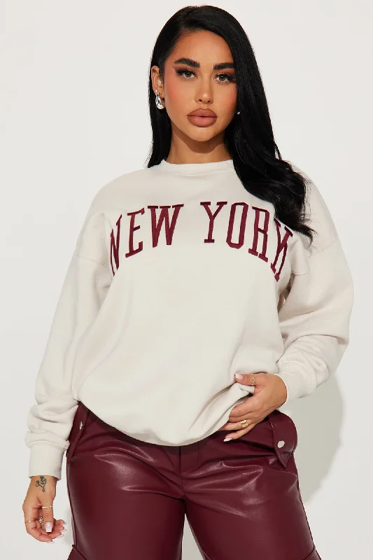 New York Embroidered Screen Sweatshirt - Beige