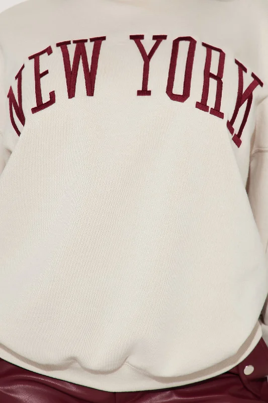 New York Embroidered Screen Sweatshirt - Beige