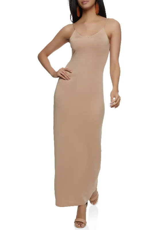 Solid Scoop Neck Sleeveless Maxi Dress