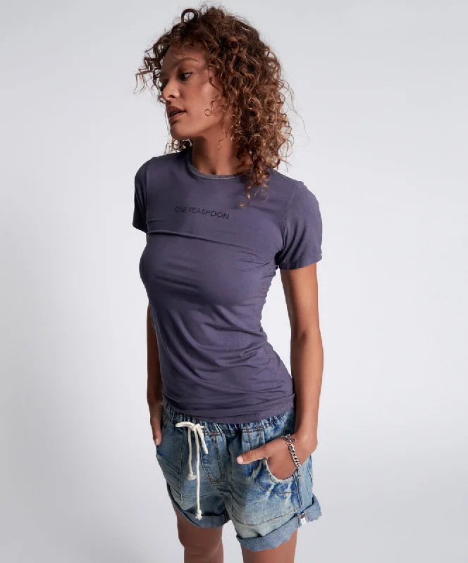 ONE TEASPOON FITTED LOGO TEE BLUE