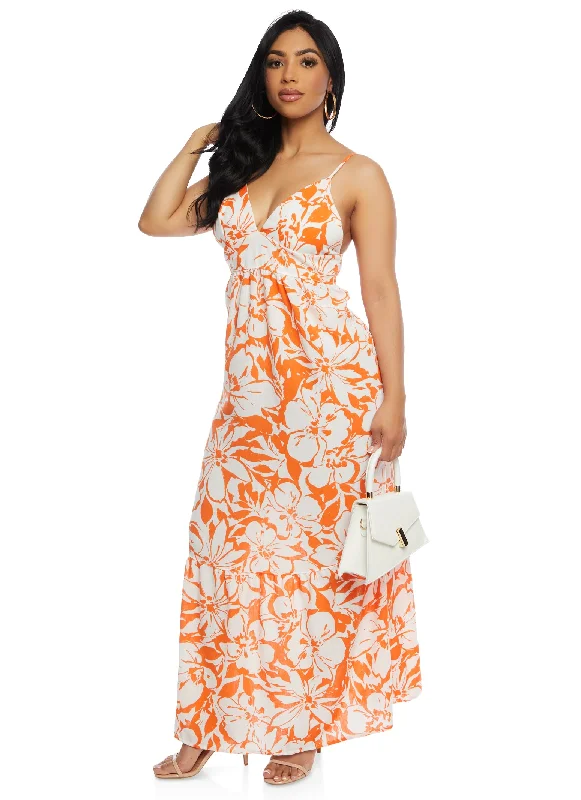 Haute Monde Floral V Neck Maxi Sundress