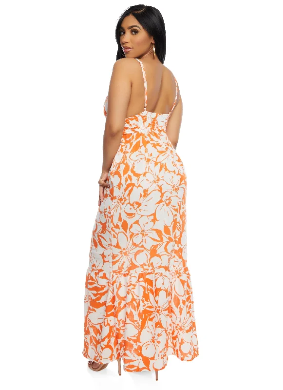 Haute Monde Floral V Neck Maxi Sundress