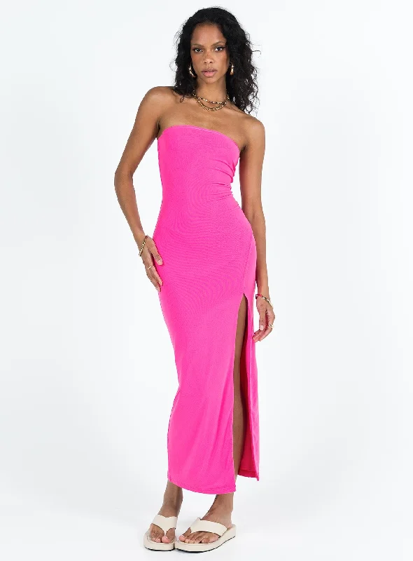 Panama Strapless Maxi Dress Hot Pink