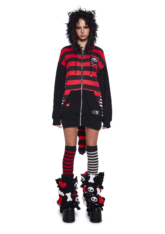 Stripes And Tails Oversized Graphic Hoodie