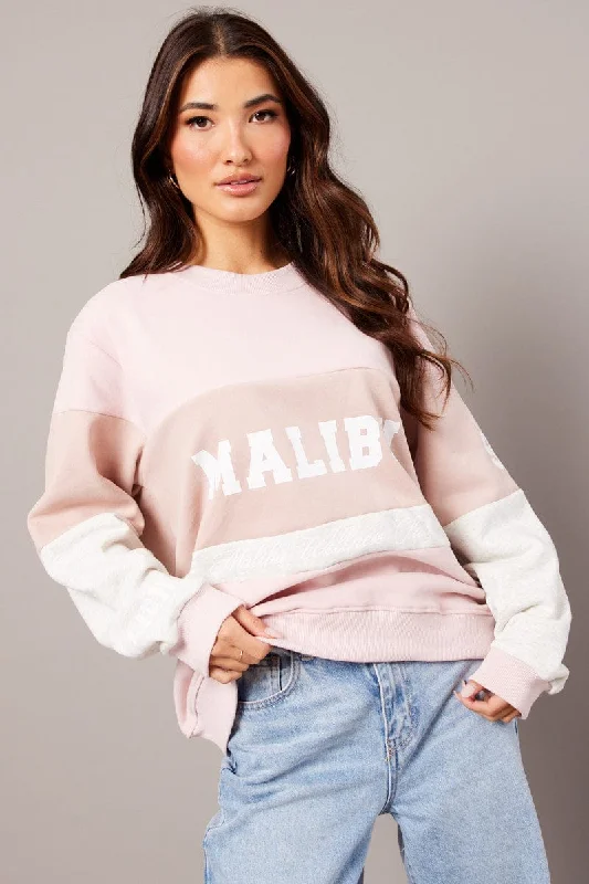 Pink Graphic Sweater Long Sleeve