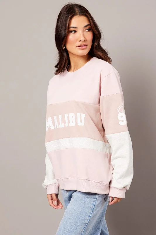 Pink Graphic Sweater Long Sleeve