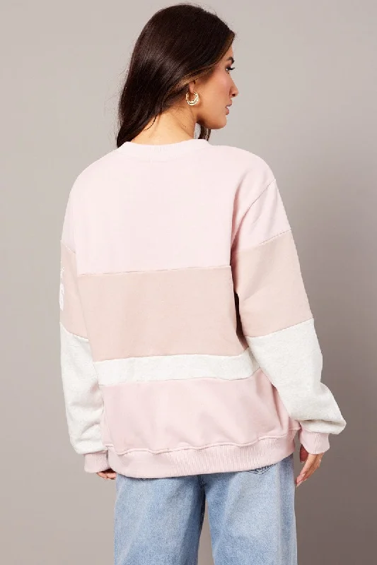 Pink Graphic Sweater Long Sleeve