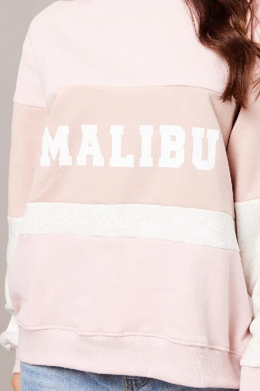 Pink Graphic Sweater Long Sleeve