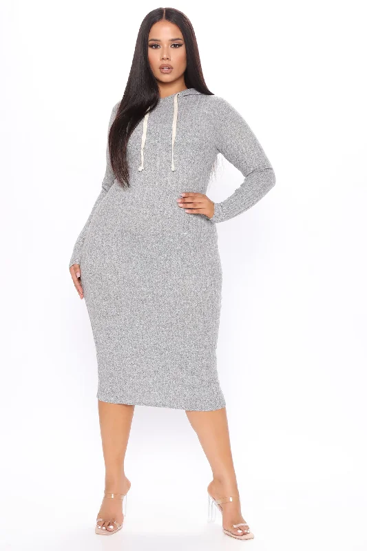 Play By Play Hoodie Dress - Heather Grey