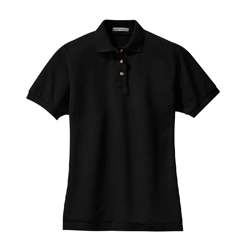 Port Authority Women's Black S/S Cotton Pique Knit Polo