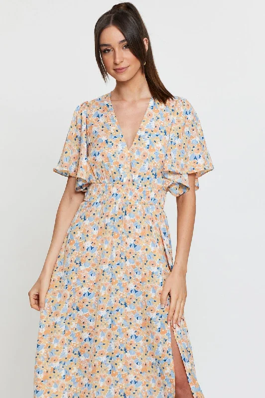 Print Dress Short Sleeve Maxi