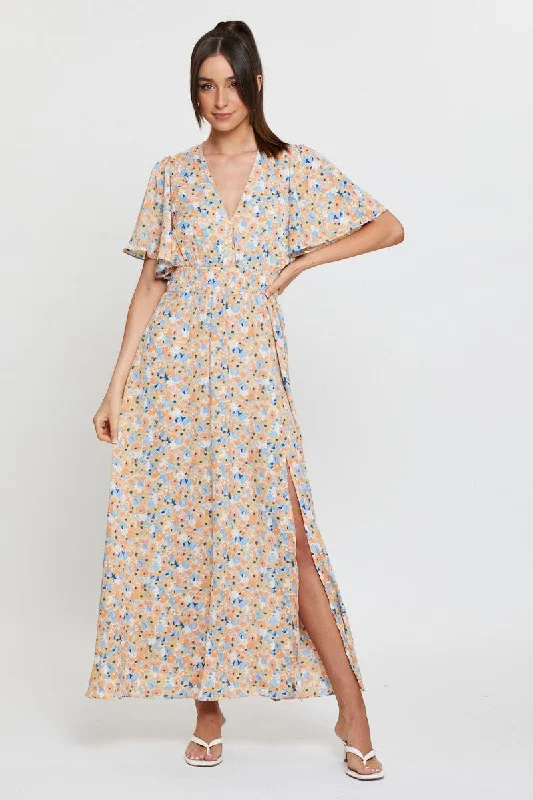 Print Dress Short Sleeve Maxi