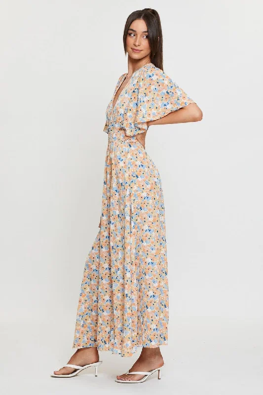 Print Dress Short Sleeve Maxi