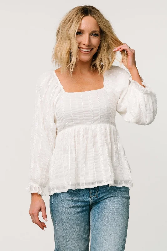 Priscilla Embroidered Top | Ivory