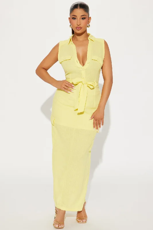 Professional Presence Linen Maxi Dress - Yellow