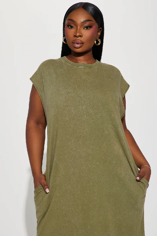 Raya Knit Midi Dress - Olive